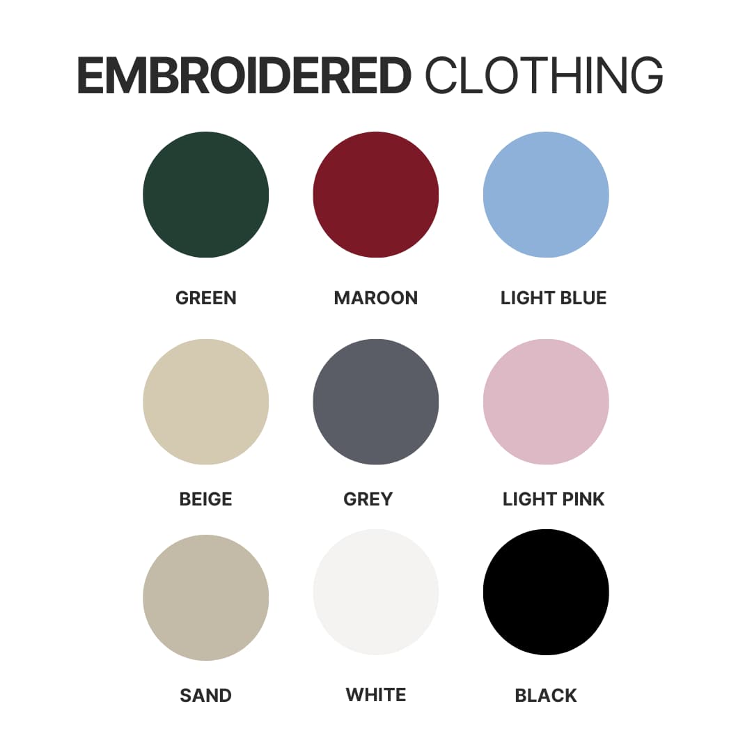 Embroidered clothing color chart - Shrek Shop